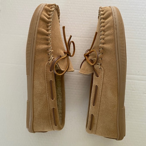 Florsheim Cozzy Tie Moccasin Slippers Mens 9M Sand Sable Leather 12184-269 New - Picture 5 of 10